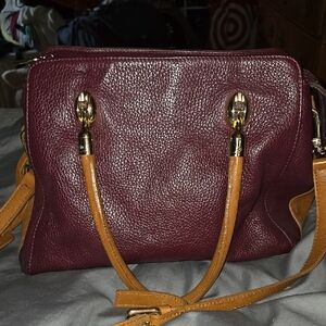 Valentina Vinage Burganbe And Tan Handbag Or Crossbody EUC